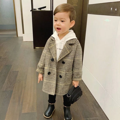 Boys Elegant Notched Collar Coat