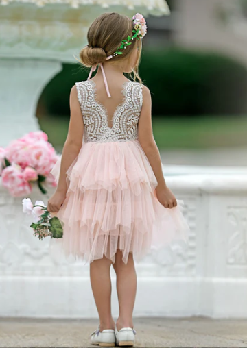Enchanting Pink Flower Girl Princess Dress