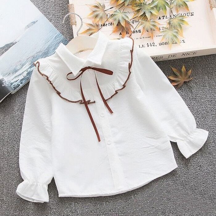 Sophisticated Long Sleeve Frilled Ribbon Bow Blouse