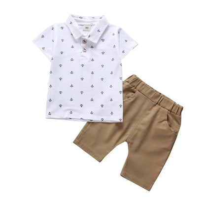 Boys Anchors Polo Shirt & Khaki Shorts