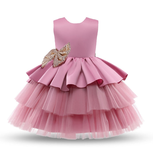 Elegant Tiered Princess Dress w/Glitter Bows