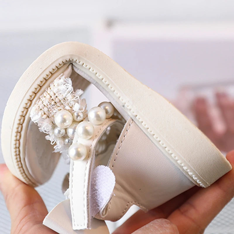 Elegant Princess Pearls and Bows Sandals IsabellaSofia Elegant Princess Pearls and Bows Sandals IsabellaSofia