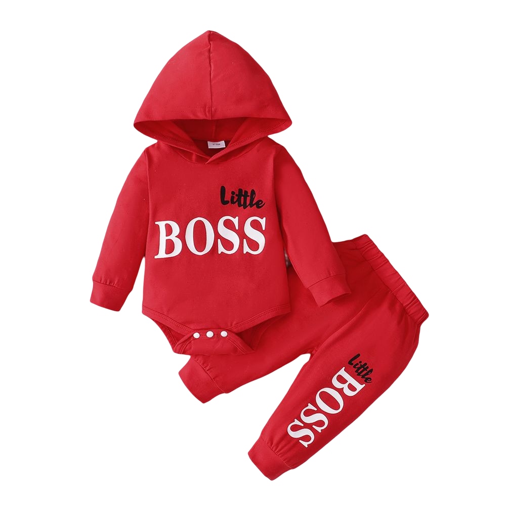 'Little Boss' 2PC Onesie Hoodie & Pants Tracksuit