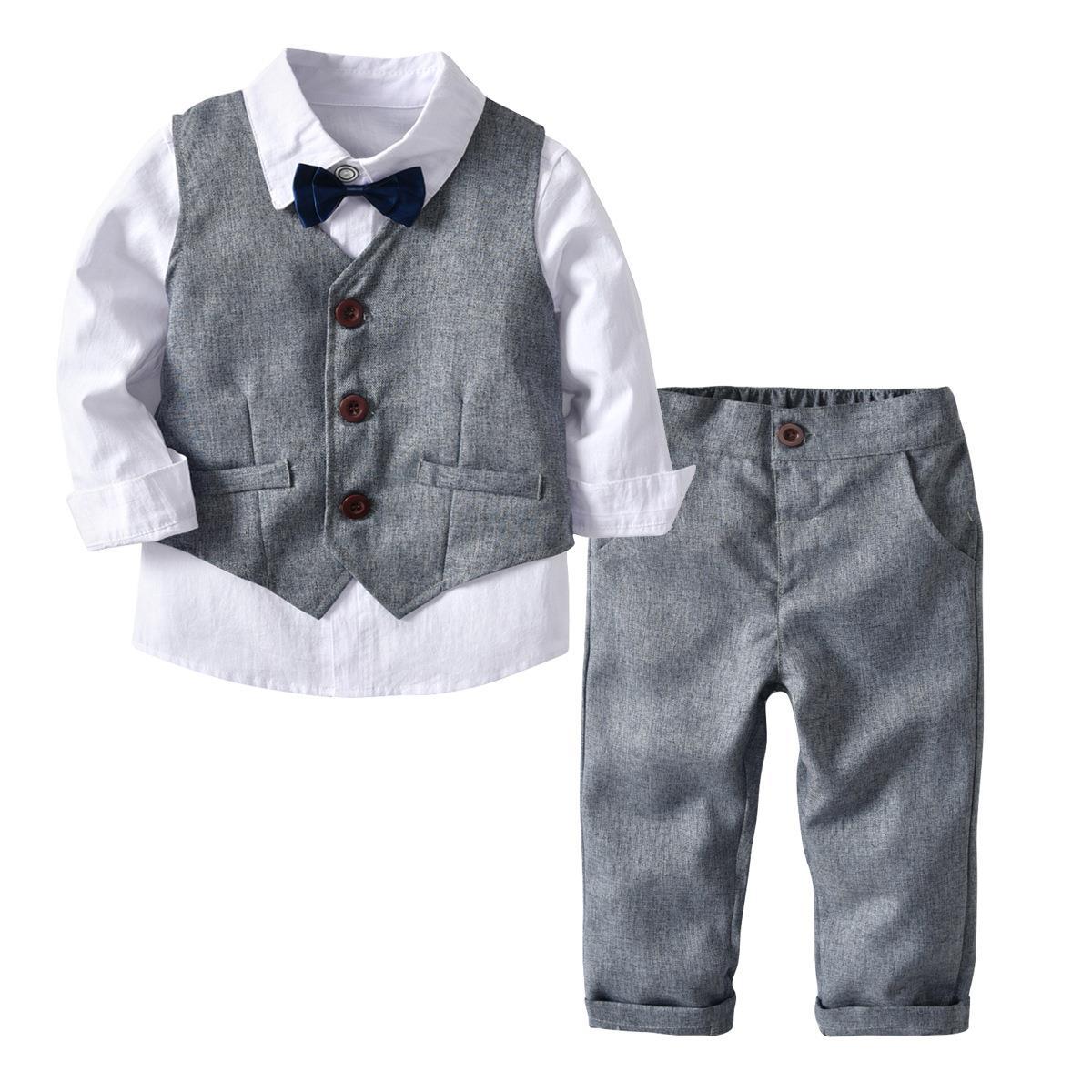 Boys Gentleman Long Sleeve w/Bow Tie Suit Vest