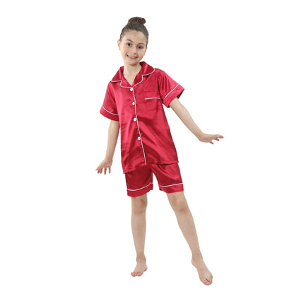 2pcs Boys & Girls Satin Summer Pajamas