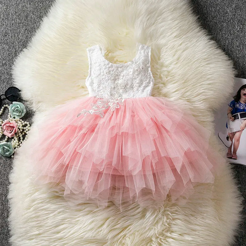 Enchanting Pink Flower Girl Princess Dress