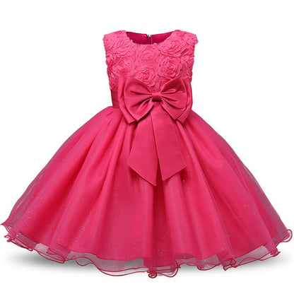 Enchanting Sparkling Floral Tulle Dress with Bow