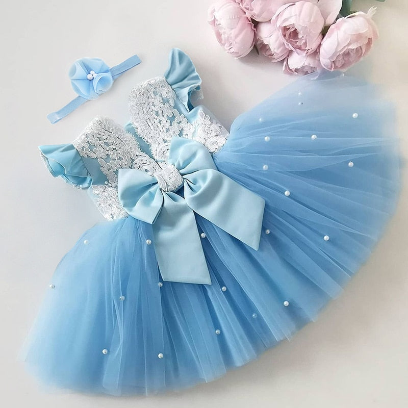 Sweet Princess Tutu Party Dress With Lace & Bowknot