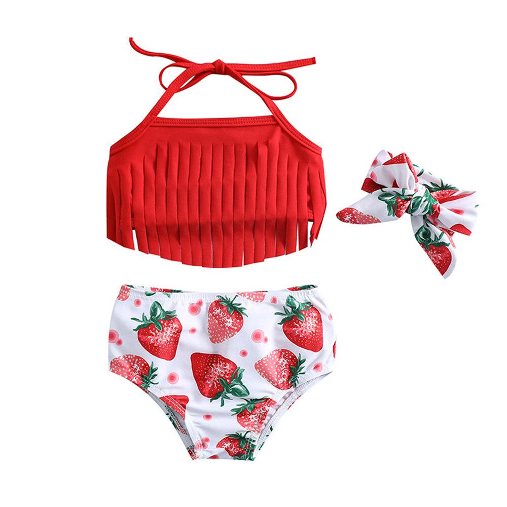 Berry Beachy Tassels Two Piece  Swimsuit With Headband