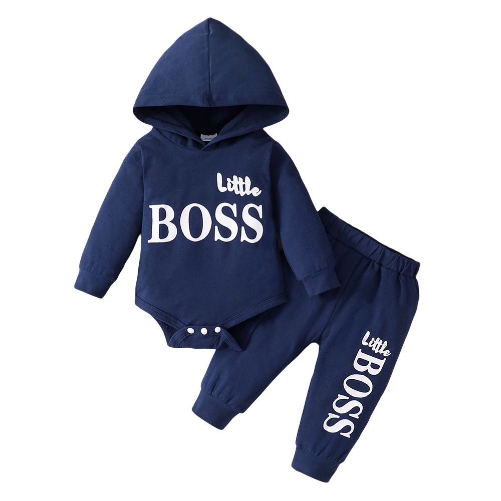 'Little Boss' 2PC Onesie Hoodie & Pants Tracksuit