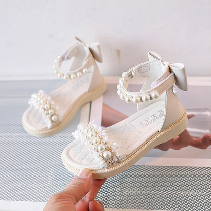 Elegant Princess Pearls and Bows Sandals IsabellaSofia Elegant Princess Pearls and Bows Sandals IsabellaSofia